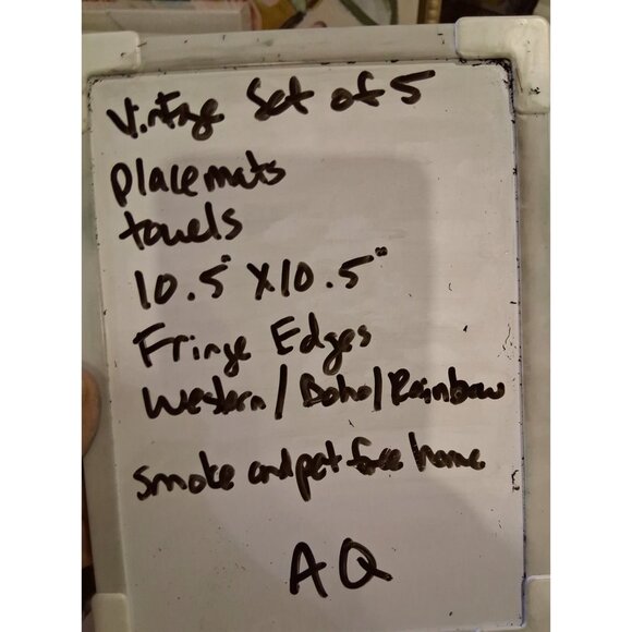 Vintage Handwoven Mexican Serape Table Napkins Set of 5 Boho - Picture 7 of 7